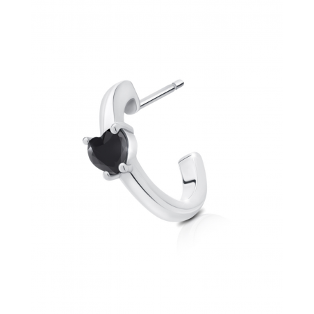 Earrings Raffinata Mini Hoop with black heart  - 3
