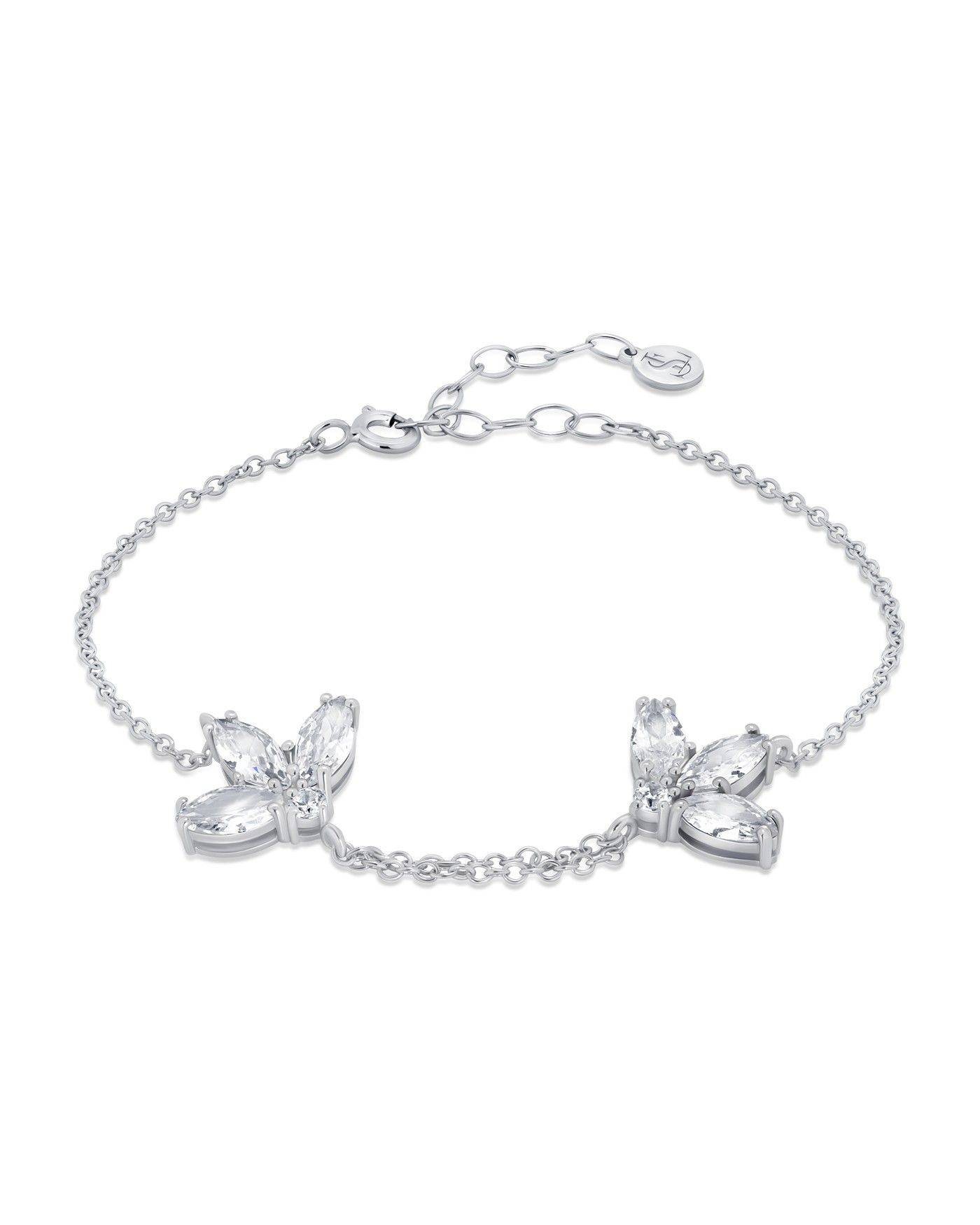 Flower Bracelet Fiore with white zircons  - 2