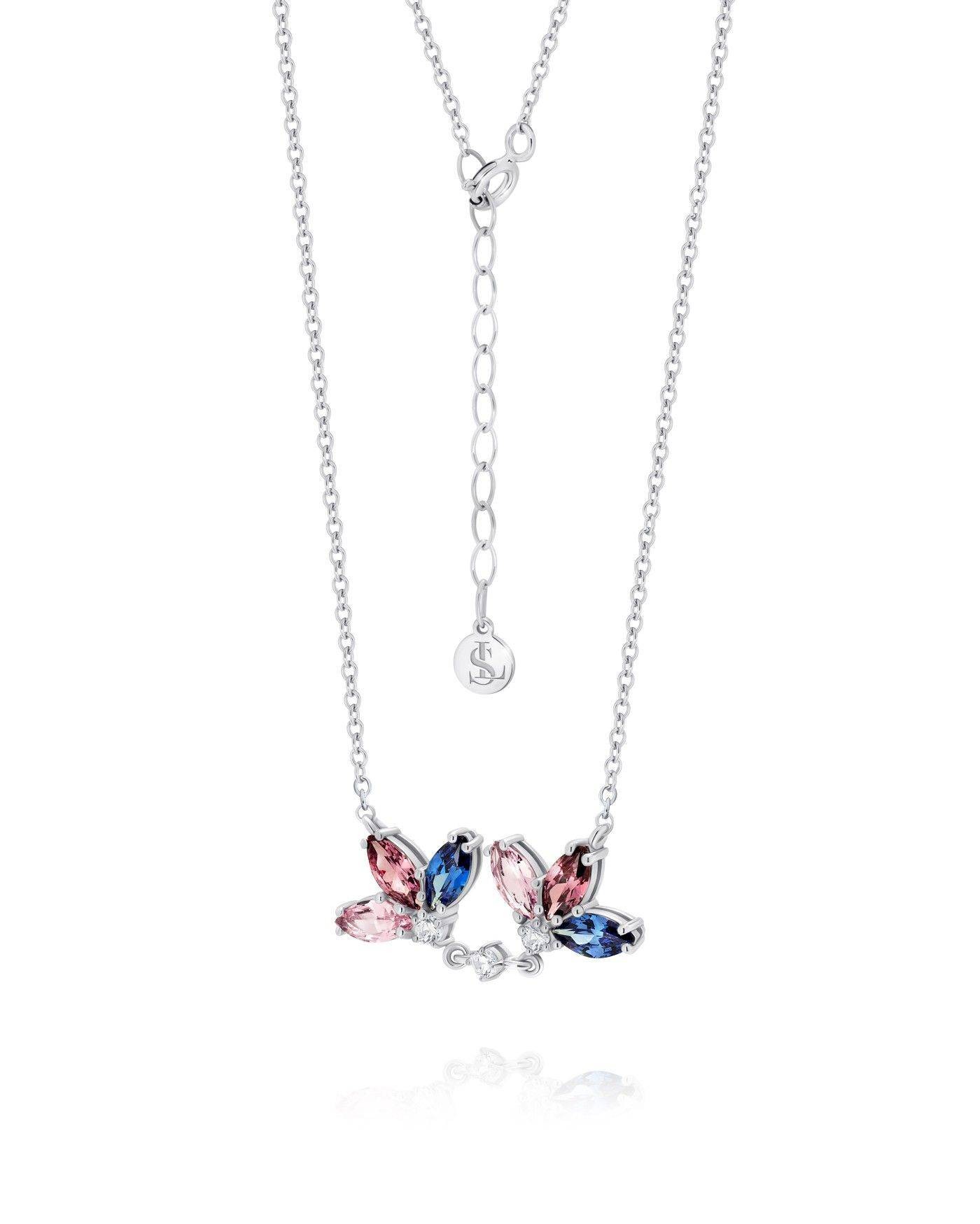 Flower Necklace Fiore with Rhodolite and Sapphire  - 2