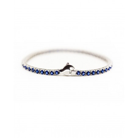 Silver rhodium-plated Tennis bracelet with blue zircons  - 2