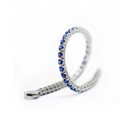 Silver rhodium-plated Tennis bracelet with blue zircons  - 5