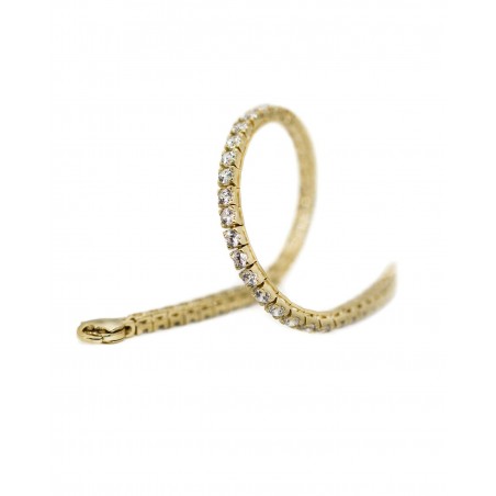 Silver plated gold plated Tennis bracelet with white zircons  - 5