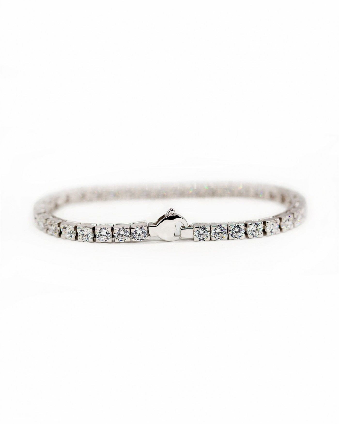 Bracciale tennis in argento rodiato con zirconi bianchi 4mm  - 3