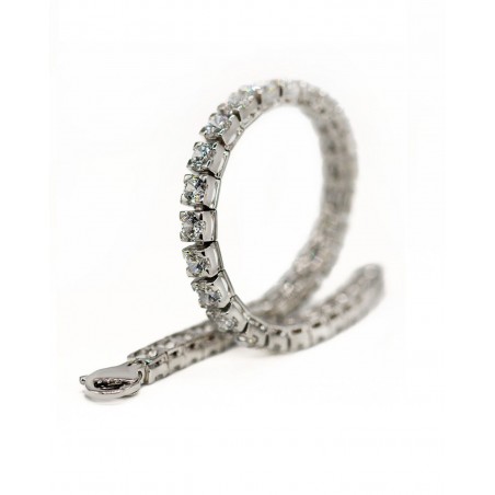 Silver rhodium-plated Tennis bracelet with 4mm white zircons  - 2