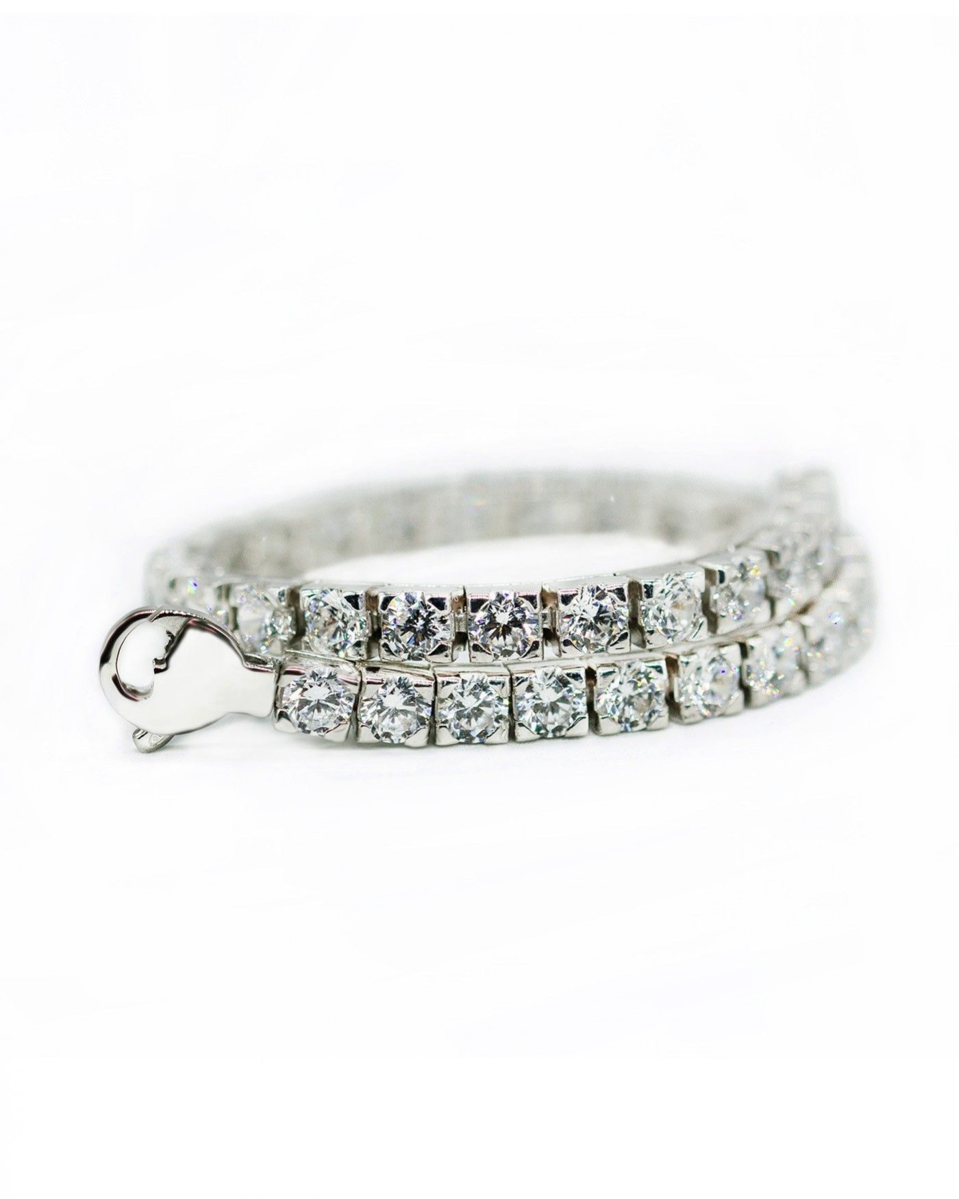 Bracciale tennis in argento rodiato con zirconi bianchi 4mm  - 5
