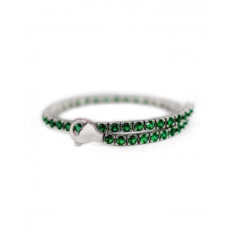Silver rhodium-plated Tennis bracelet with green zircons  - 2