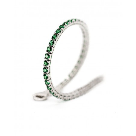 Silver rhodium-plated Tennis bracelet with green zircons  - 3