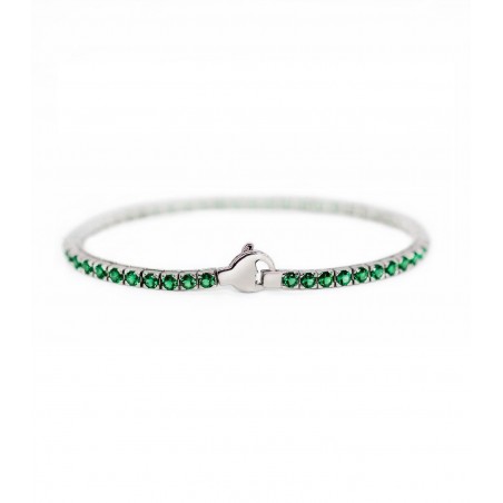 Silver rhodium-plated Tennis bracelet with green zircons  - 1