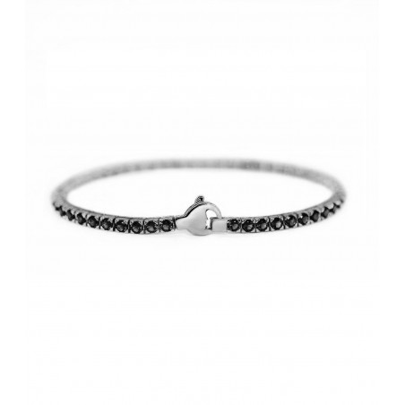 Silver Tennis bracelet rhodium plated black with black cubic zirconia  - 1