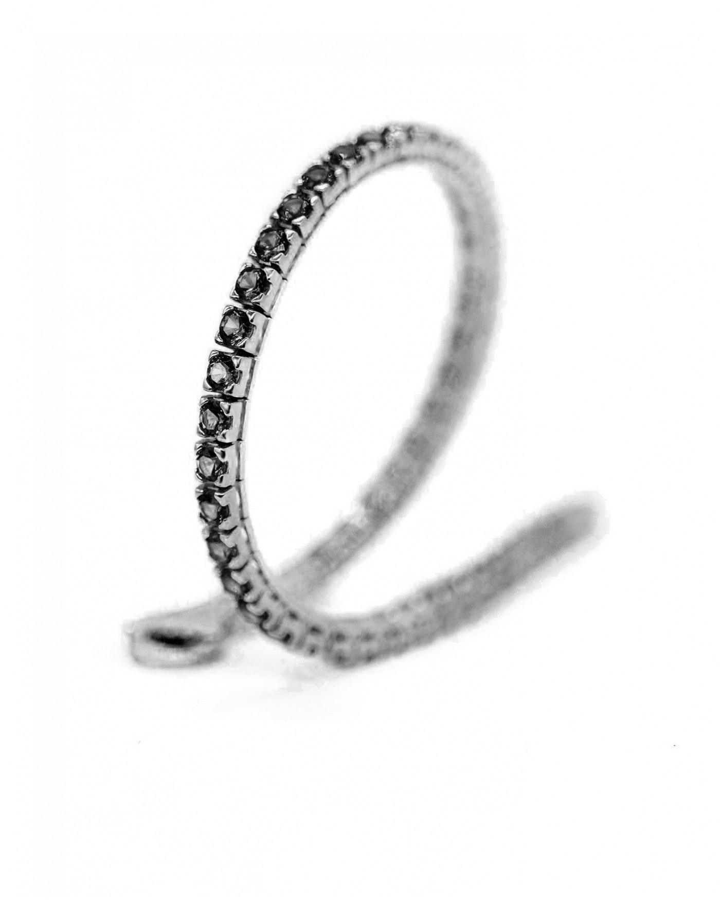 Silver Tennis bracelet rhodium plated black with black cubic zirconia  - 5