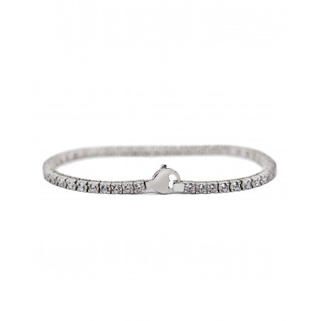 Bracciale tennis in argento rodiato con zirconi bianchi  - 1