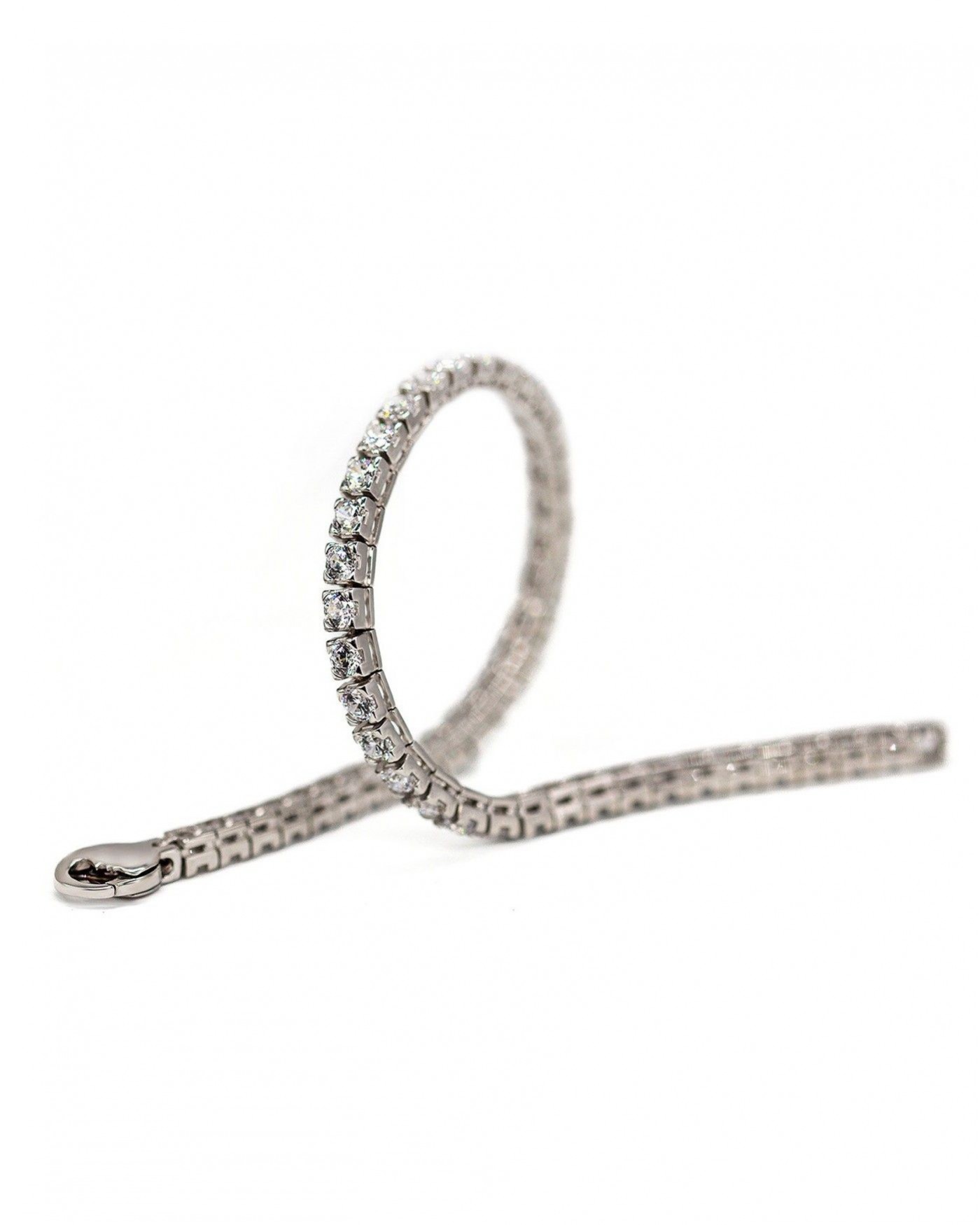 Bracciale tennis in argento rodiato con zirconi bianchi  - 3