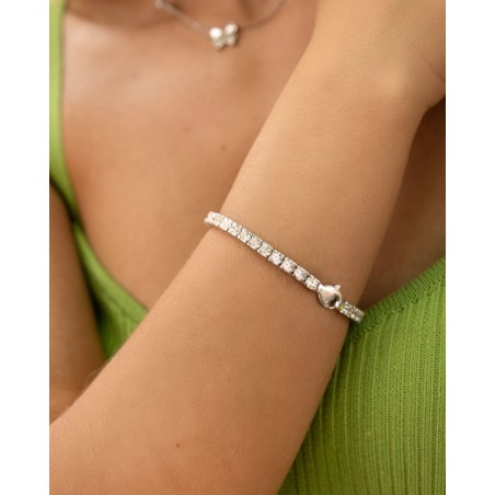 Silver rhodium-plated Tennis bracelet with 4mm white zircons  - 4