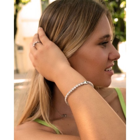 Silver rhodium-plated Tennis bracelet with 4mm white zircons  - 1