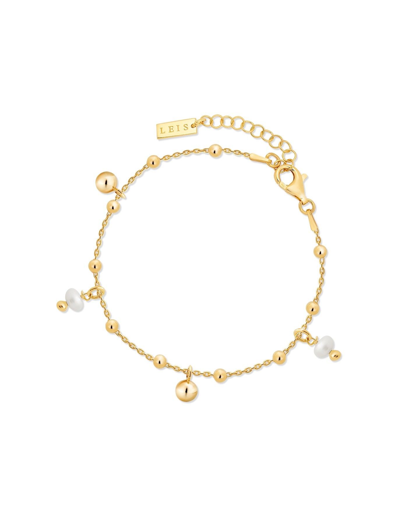 Bracciale con sfere dorate e perle naturali Fresh Water  - 2 Bracciale con sfere dorate e perle naturali Fresh Water  - 2