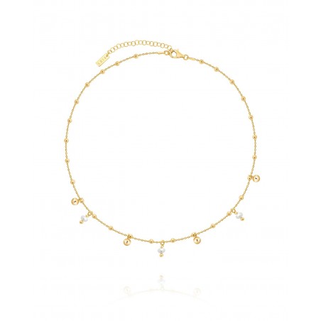 Gold-gilded necklace with spheres and natural fresh water pearls  - 2