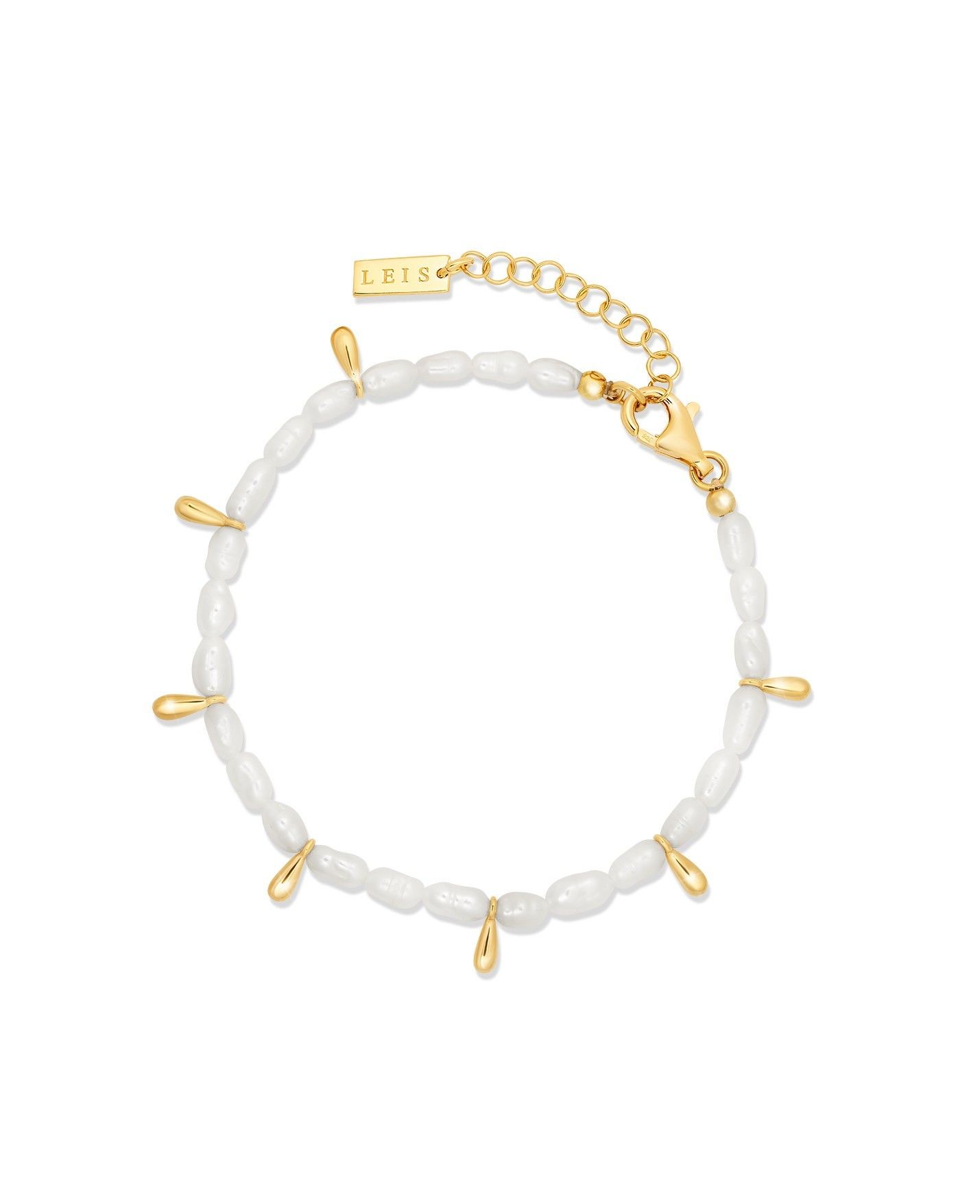 Bracelet of natural Fresh Water pearls with gold-gilded teardrops  - 2