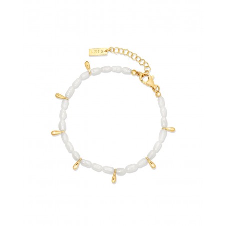 Bracelet of natural Fresh Water pearls with gold-gilded teardrops  - 2