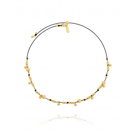 Necklace on black cord with gold-gilded beads  - 2