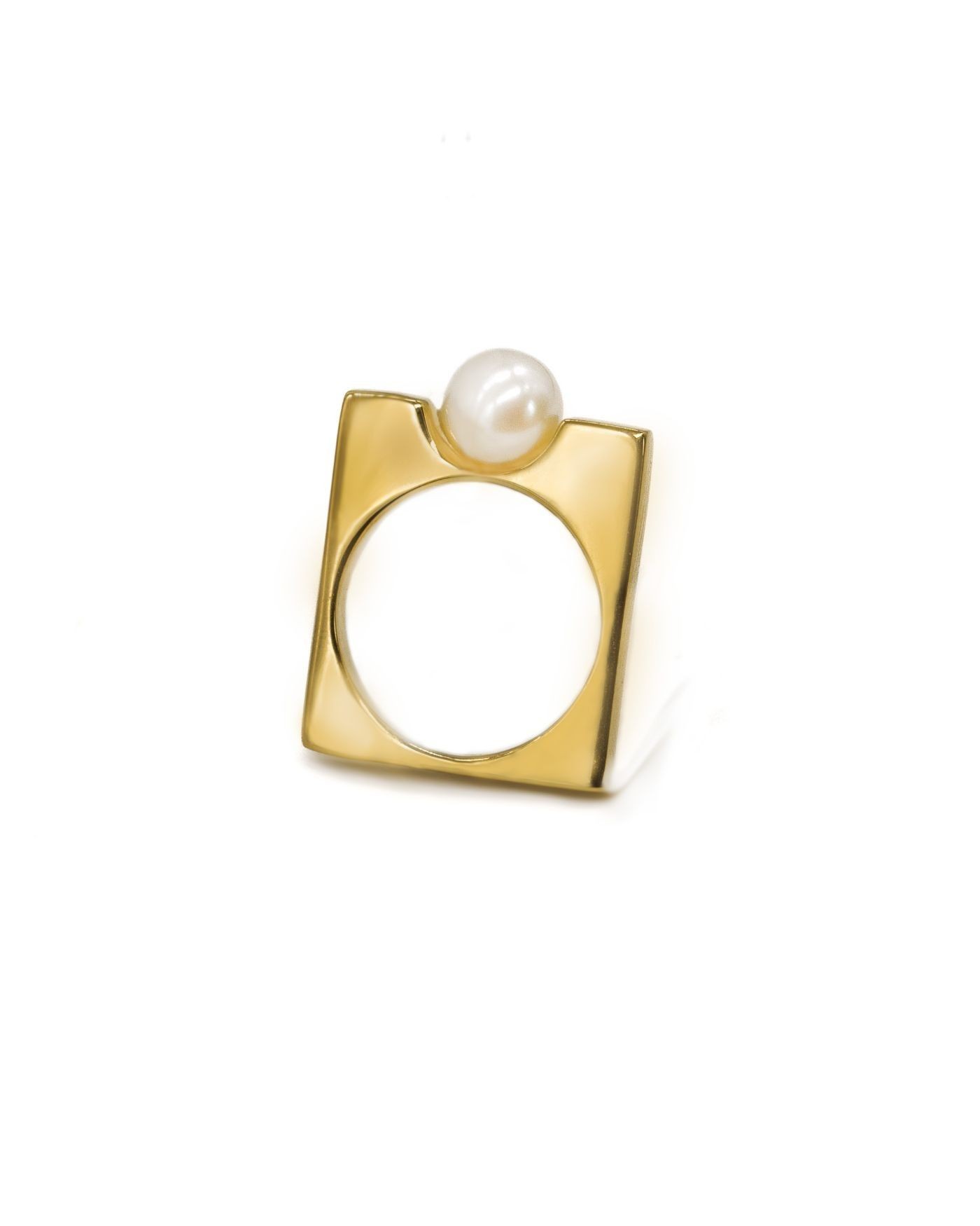 Gold-gilded ring with natural cultured pearl Fresh Water  - 3