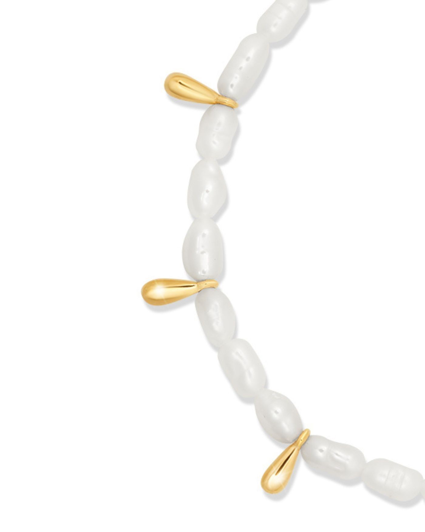 Bracelet of natural Fresh Water pearls with gold-gilded teardrops  - 3