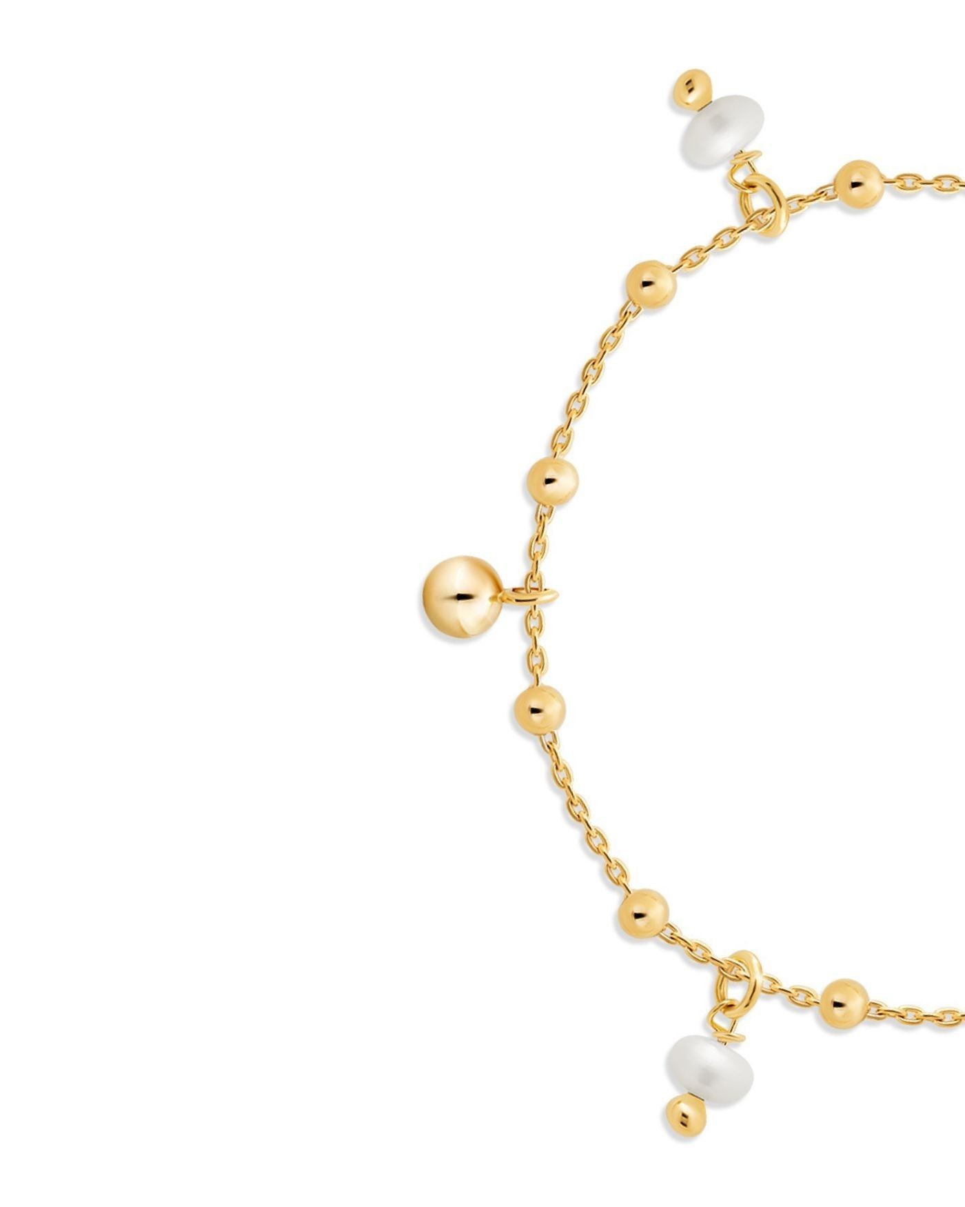 Bracciale con sfere dorate e perle naturali Fresh Water  - 3 Bracciale con sfere dorate e perle naturali Fresh Water  - 3