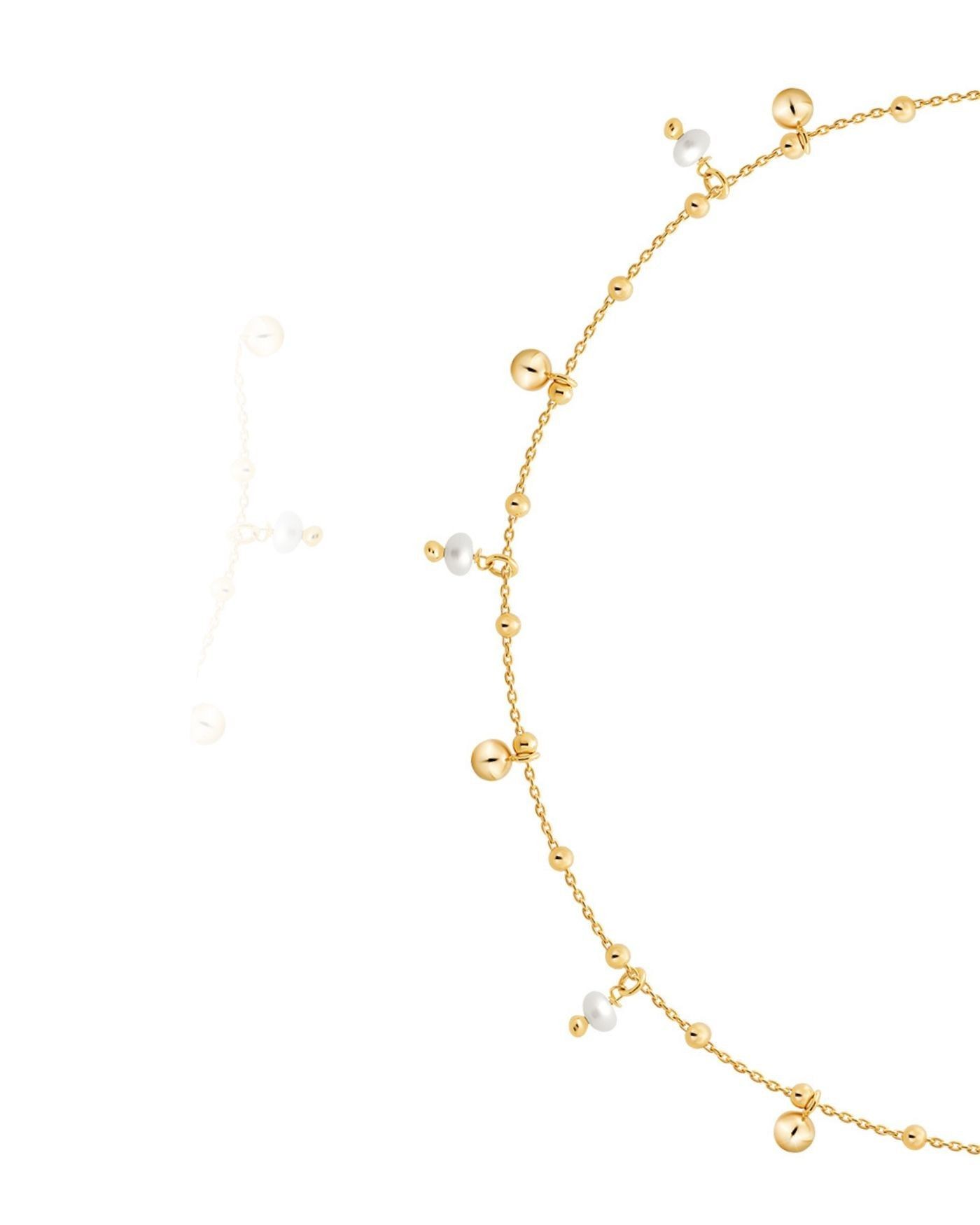 Vergoldete Halskette mit Kugeln und Fresh Water Naturperlen  - 3 Vergoldete Halskette mit Kugeln und Fresh Water Naturperlen  - 3
