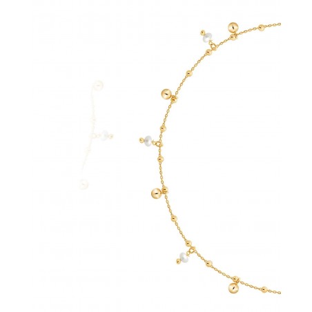 Gold-gilded necklace with spheres and natural fresh water pearls  - 3
