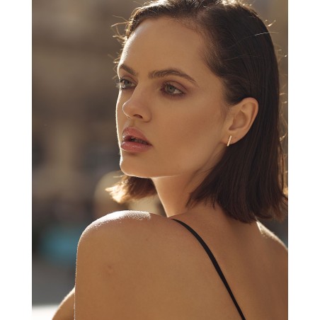 Gold-gilded earrings with white zircons  - 4