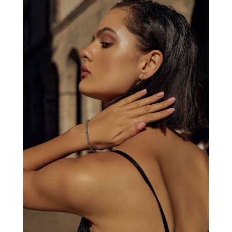 Gold-gilded earrings with white zircons  - 1