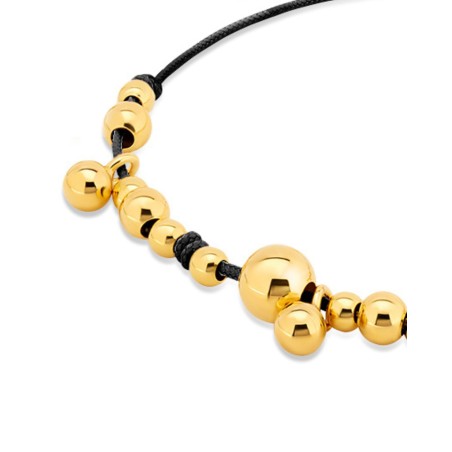 Bransoletka na czarnym sznureczku z pozłacanymi kuleczkami  - 3