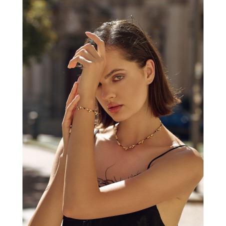 Necklace on black cord with gold-gilded beads  - 1