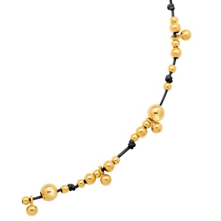 Necklace on black cord with gold-gilded beads  - 3