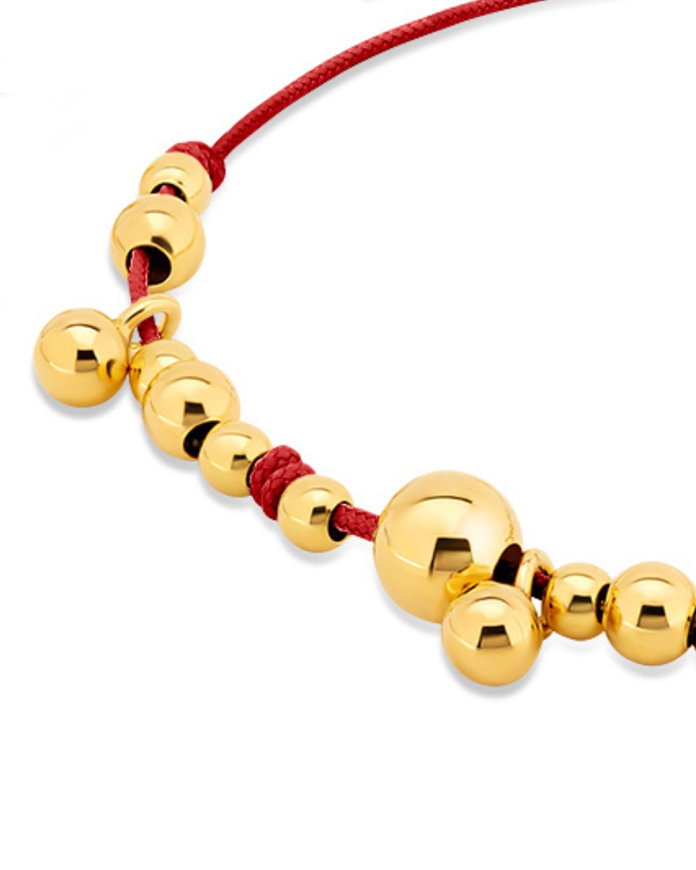 Bracelet on red cord with gold-gilded beads  - 3 Bracelet on red cord with gold-gilded beads  - 3