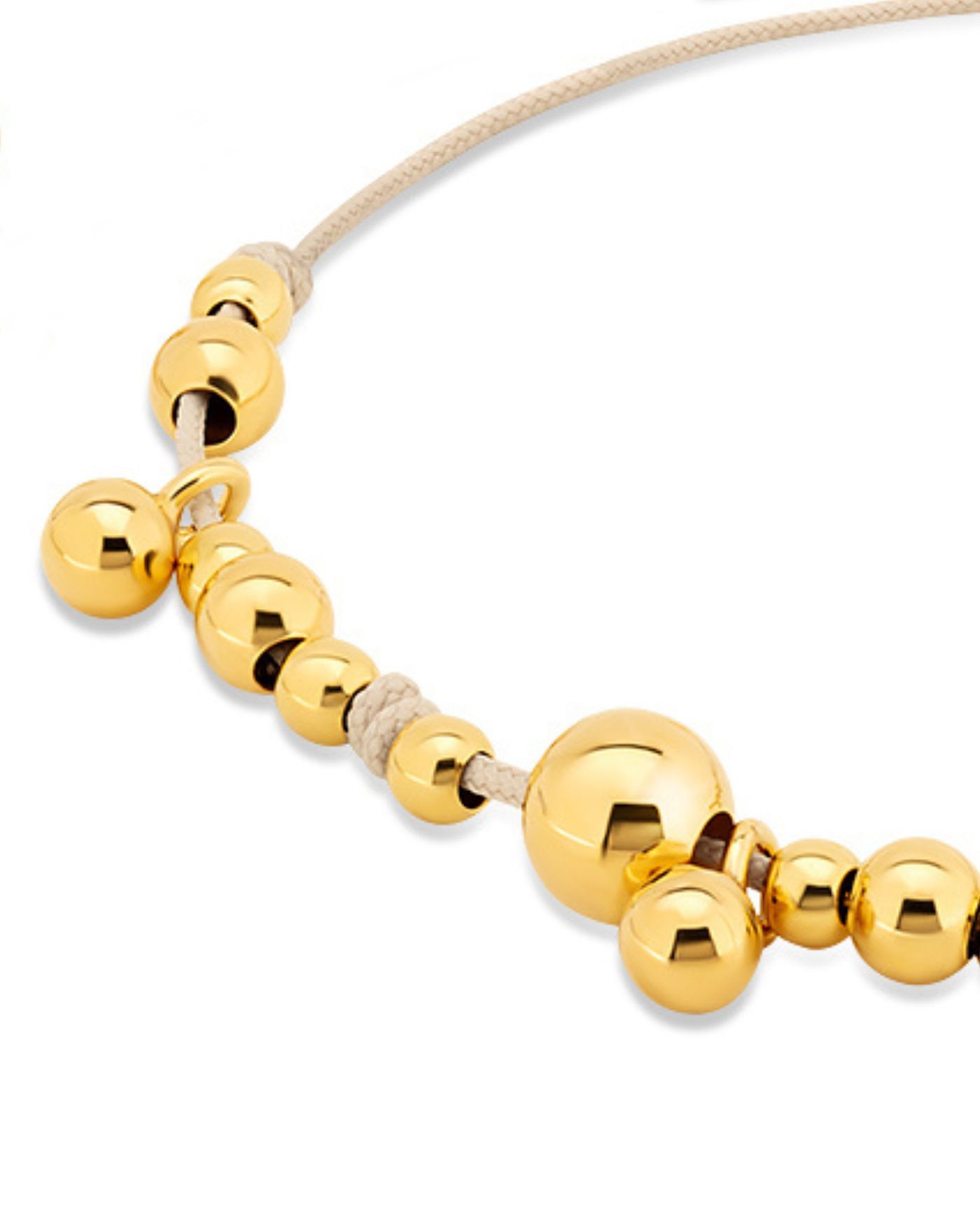 Armband auf beiger Kordel mit vergoldeten Kugeln  - 3 Armband auf beiger Kordel mit vergoldeten Kugeln  - 3