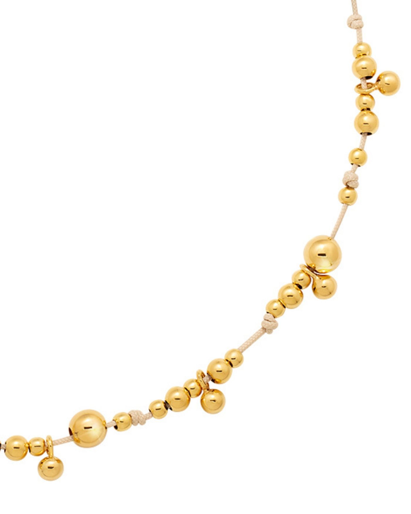 Necklace on beige cord with gold-gilded beads  - 3