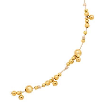 Necklace on beige cord with gold-gilded beads  - 3