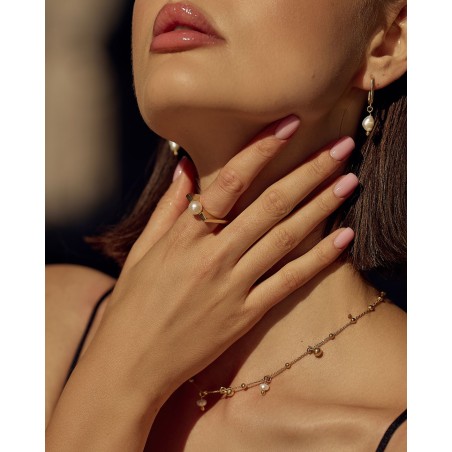 Gold-gilded necklace with spheres and natural fresh water pearls  - 4