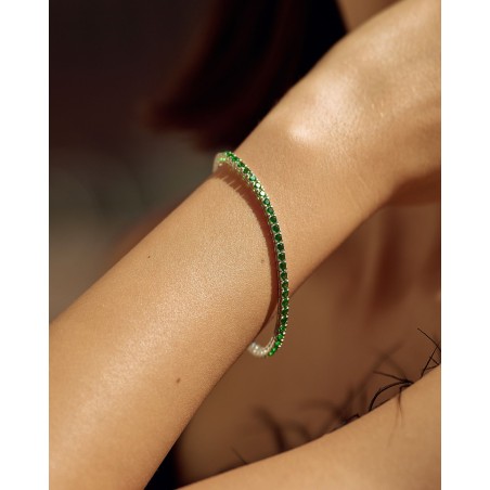 Silver rhodium-plated Tennis bracelet with green zircons  - 4