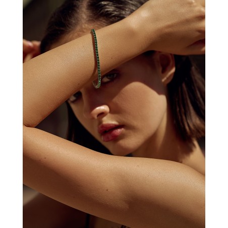 Silver rhodium-plated Tennis bracelet with green zircons  - 5