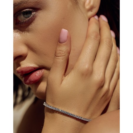 Bracciale tennis in argento rodiato con zirconi bianchi  - 4