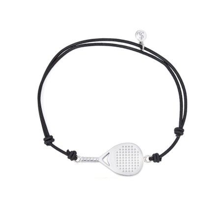Bracciale Bandeja X3 in argento rodiato sul cordoncino in nylon unisex  - 1