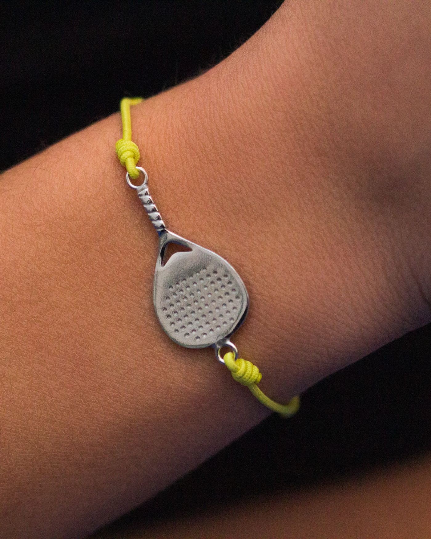 Bracciale Bandeja X3 in argento rodiato sul cordoncino in nylon unisex  - 4