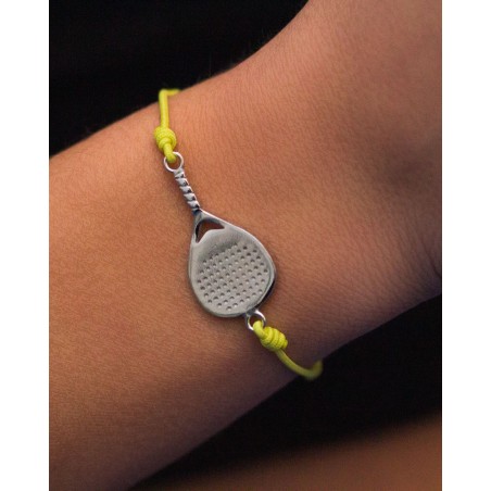 Bracciale Bandeja X3 in argento rodiato sul cordoncino in nylon unisex  - 4
