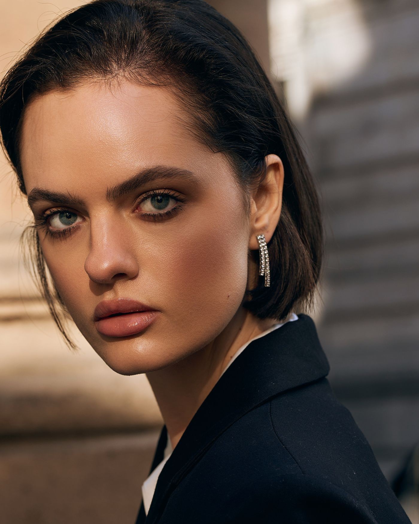 Podwójne srebrne kolczyki tenisowe  - 1