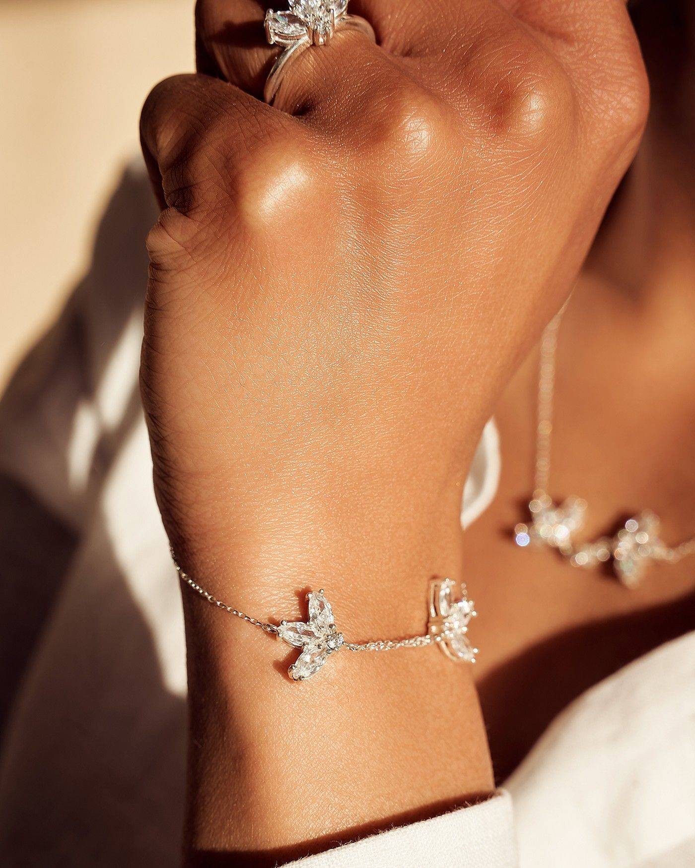 Bransoletka Kwiat Fiore z białymi cyrkoniami  - 4