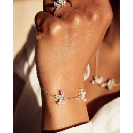 Bransoletka Kwiat Fiore z białymi cyrkoniami  - 4