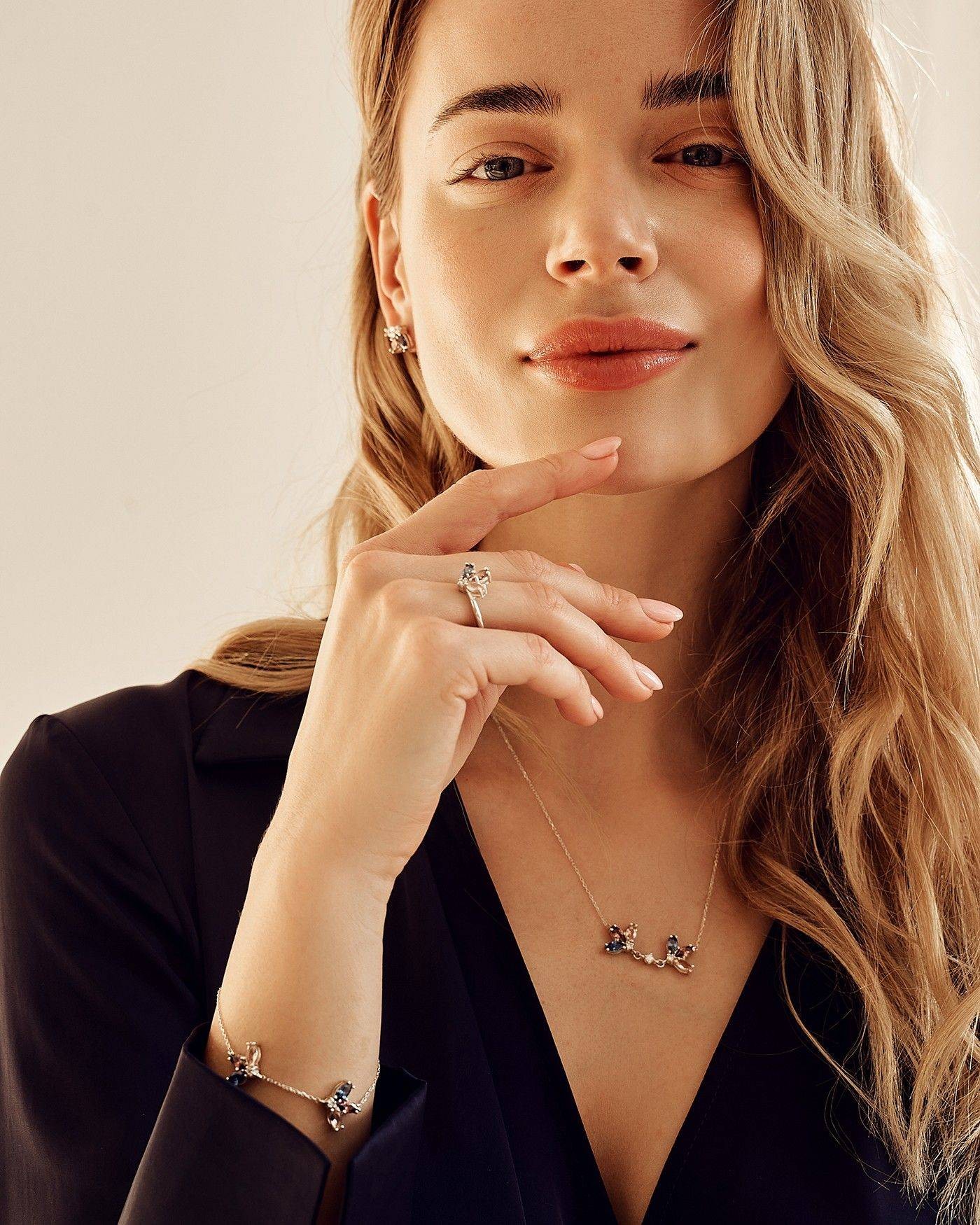 Bracciale Fiore con Rhodolite e Zaffiro  - 1