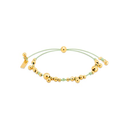 Bracciale su cordoncino menta con sfere dorate  - 2