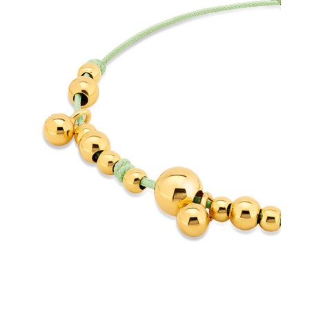 Bracciale su cordoncino menta con sfere dorate  - 3